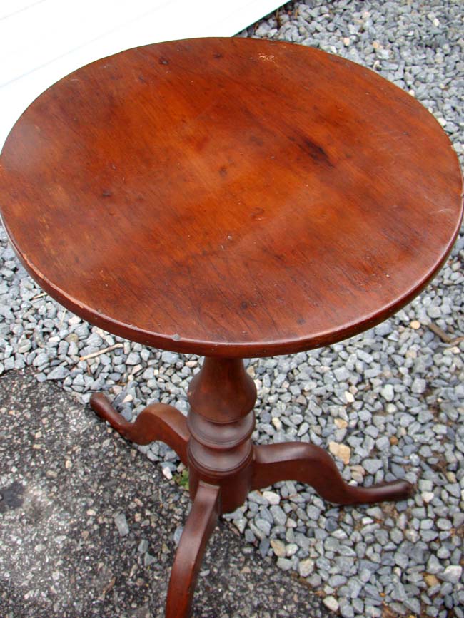 A fine untouched 18th century Massachusetts Cherry Candlestand with old surface circa 1790